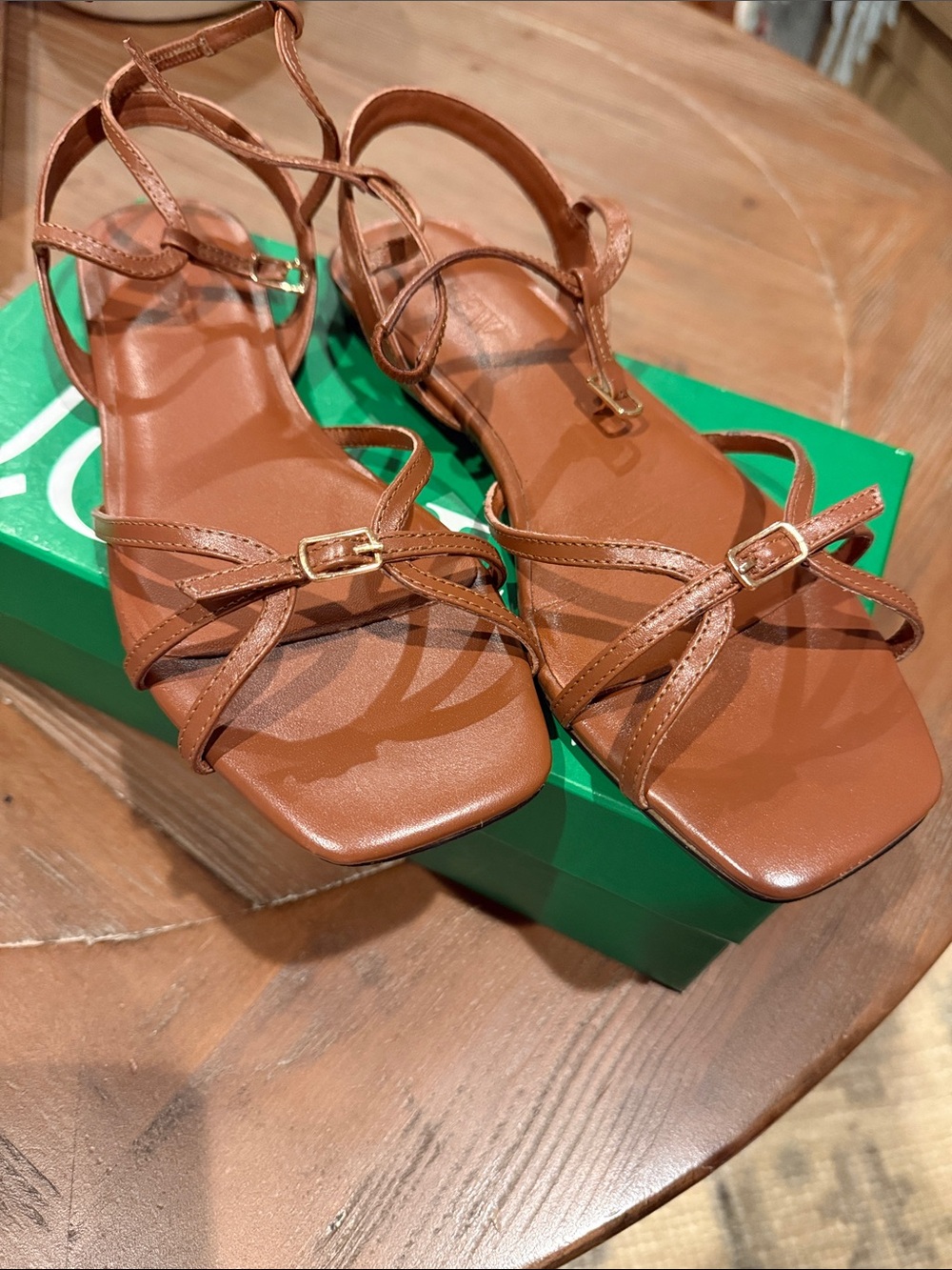Women’s Strappy Square-Toe Sandals in Brown